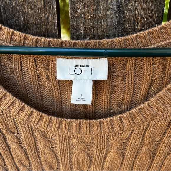 Loft Rabbit Hair Blend Cable Knit Sweater Sz L - Picture 3 of 7